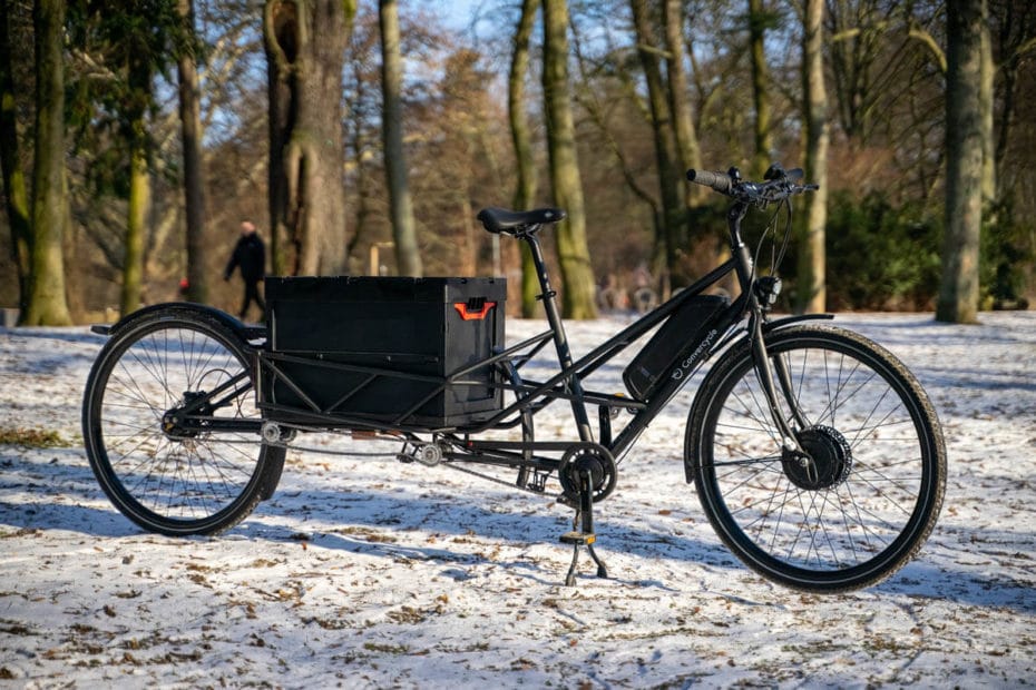 The cargo area of the Convercycle Electric offers space for a Euro standard box