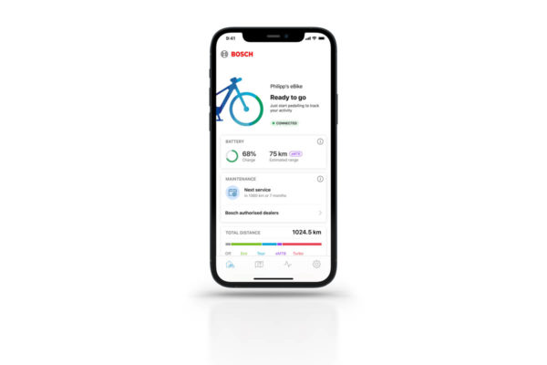 Home screen of the Ebike Flow app of the Bosch Smart System for ebikes