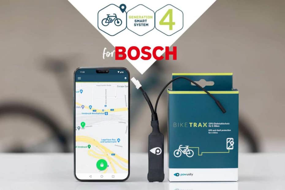 GPS tracker Biketrax by Powunity for ebikes with Bosch Smart System drive