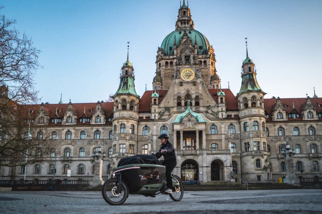 Stopover in Hanover on the journey with the Lovens Explorer e-cargo bike from Amsterdam to Berlin