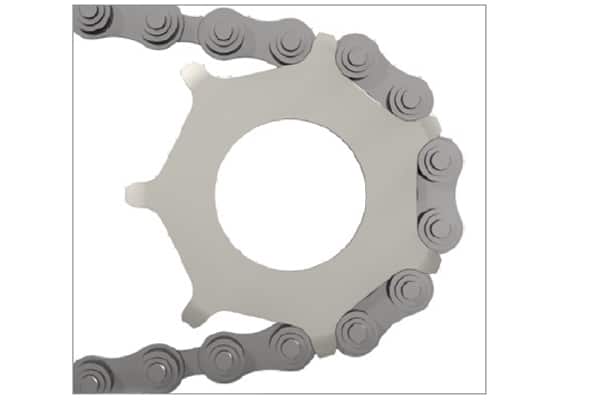 Illustration of a chain wheel and the bicycle chain of the Enduo Cargo drive for heavy-duty cargo bicycles