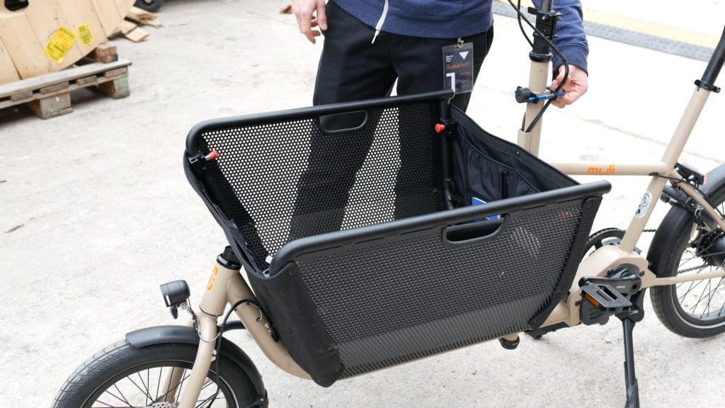 Cargo basket on the Muli Cycles Muli Motor st ebike