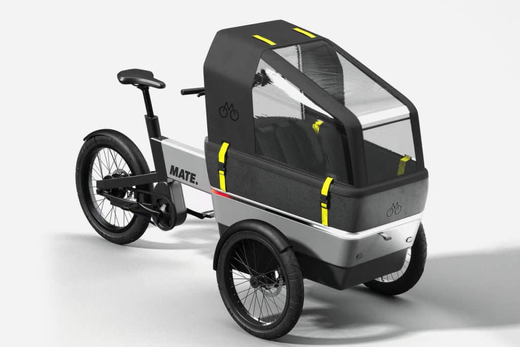 Mate SUV e-cargo bike with rain canopy