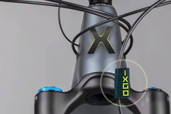 X as a batch on the head tube and small tags with the brand name to identify ebikes of the brand IXGO