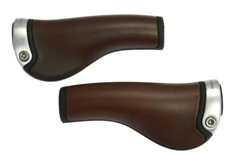 Ergon GP1 Brooks leather handlebar grip brown with silver clip